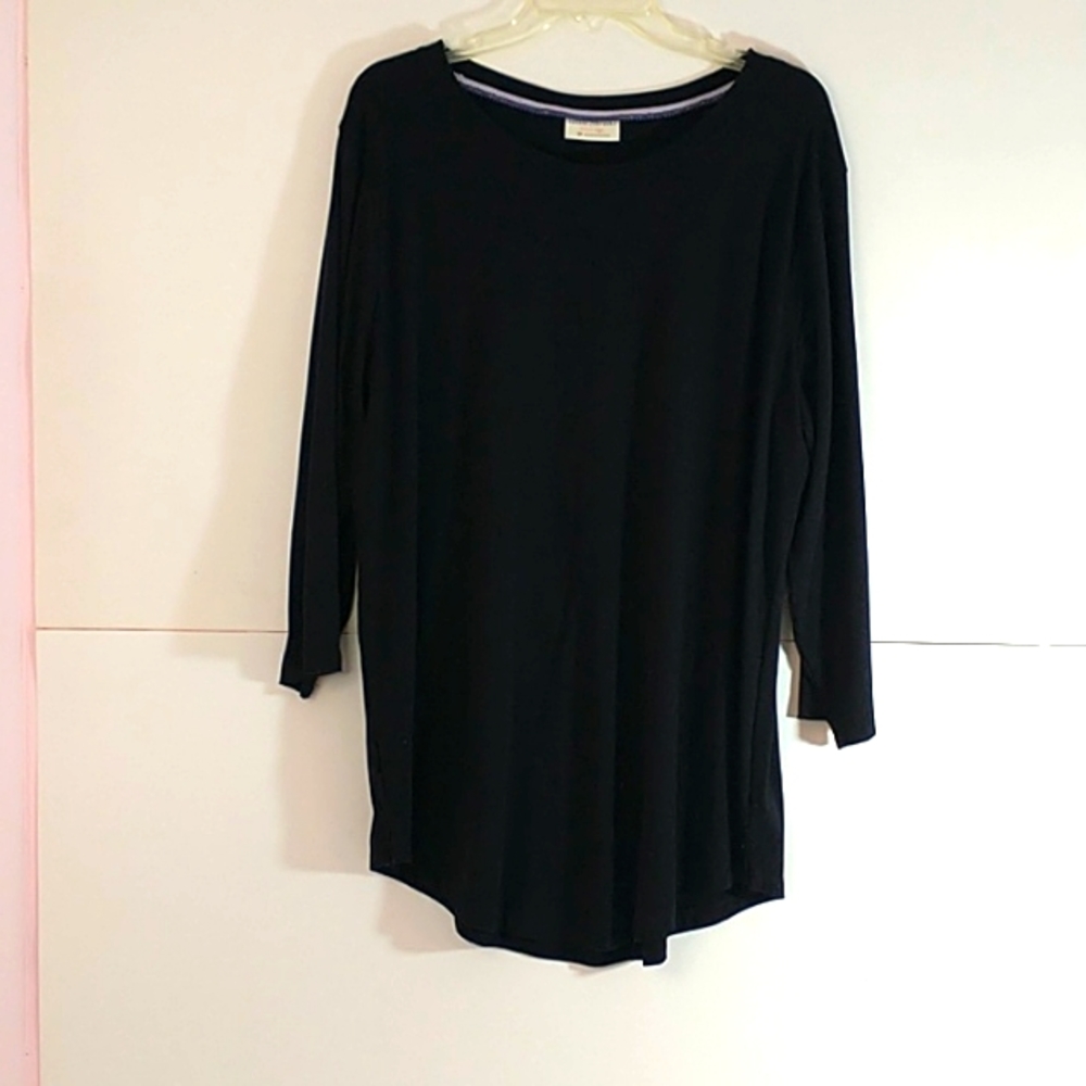 Bobbie Brooks 2X T-shirt Black Color 3/4 Sleeve
